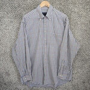 Scott Barber Shirt‎ Mens XL Gray Button Down Plaid Cotton Long Sleeve Casual